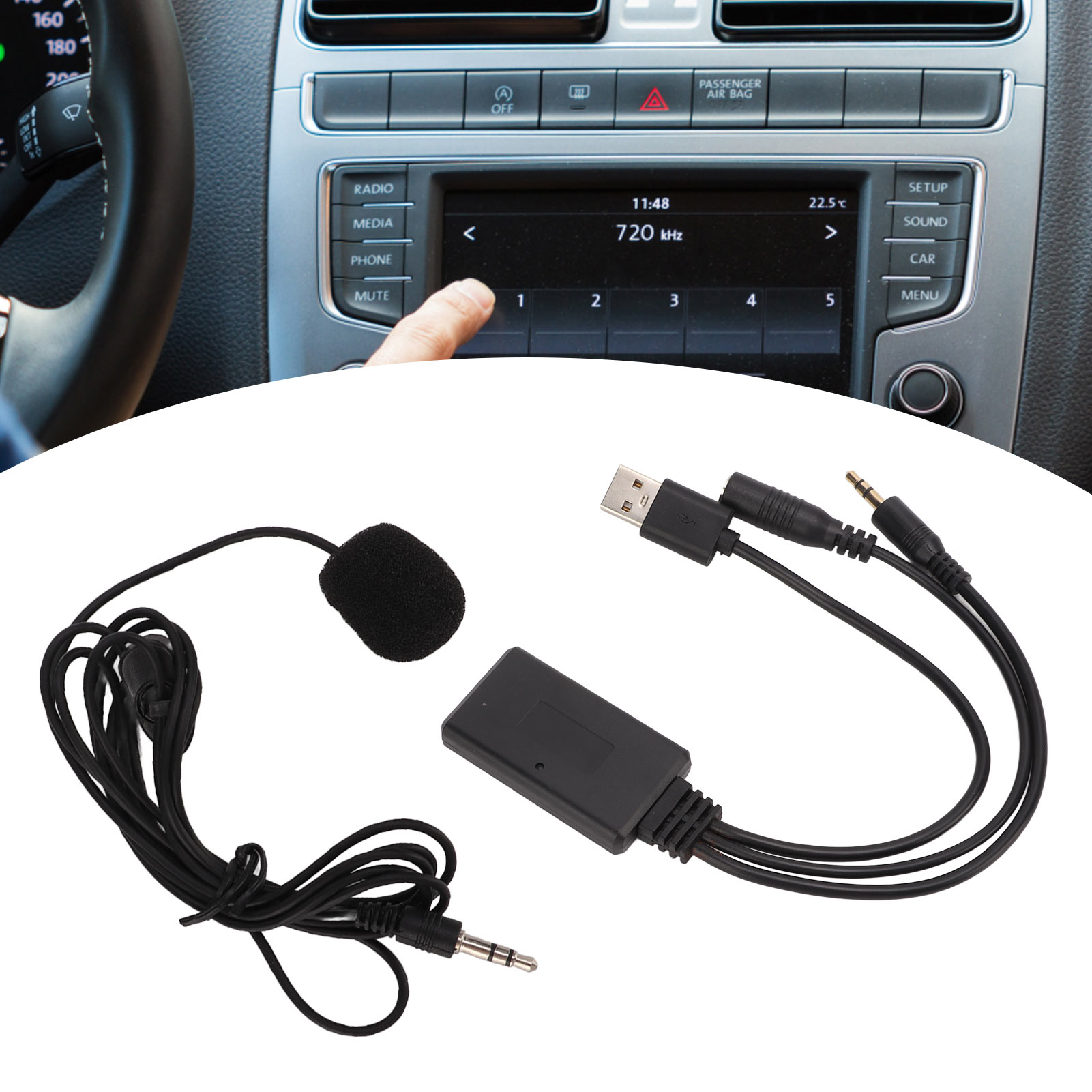 Kabelloser Bluetooth-audioadapter + Mikrofon, Kompatibel Mit Den Meisten Autoradios Mit Aux/aux-in-eingang.