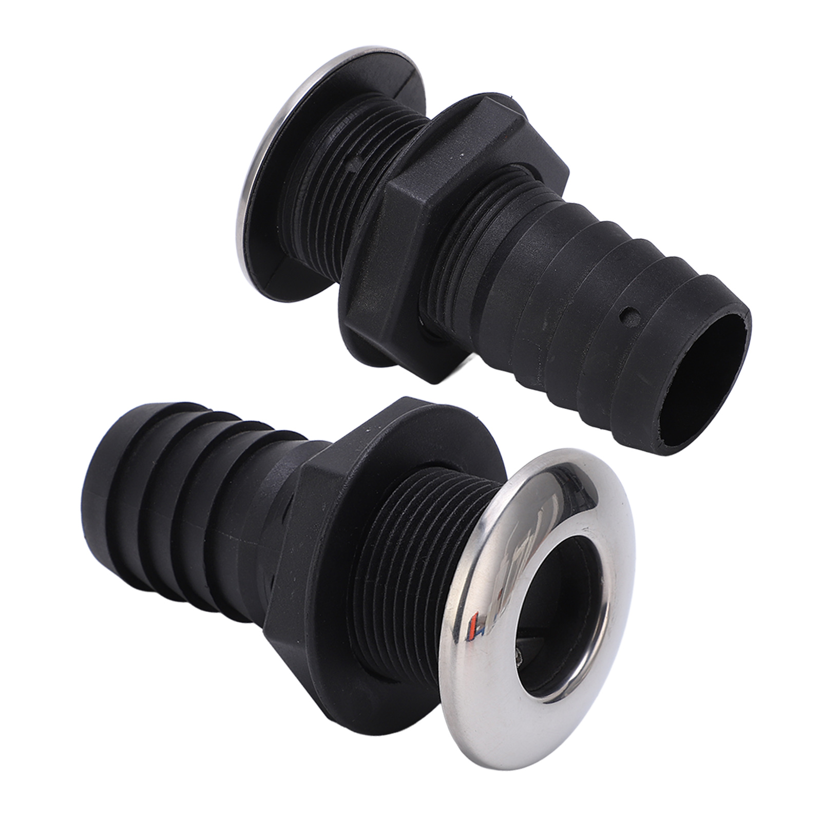 Marine-fittings, 1-1/2" Schwarzes Nylon-ablaufloch, Abdeckung Aus Edelstahl 316 Mit Wasserrückhalteplatte (8755sabr).