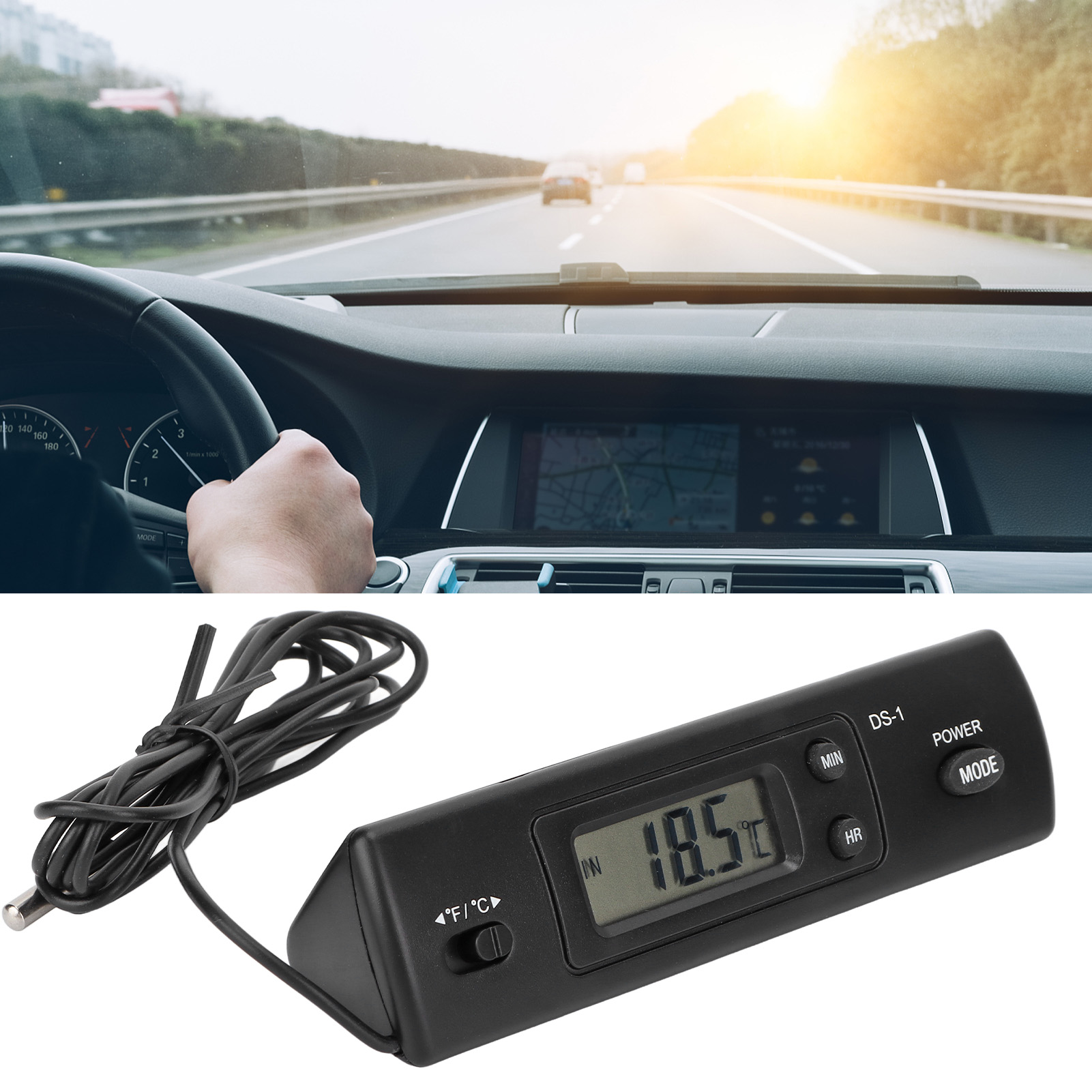 Autothermometer Mit Dualer Anzeige Von Innen- Und Außentemperatur, Elektronische Uhr Mit Digitalanzeige (batterie Nicht Enthalten).