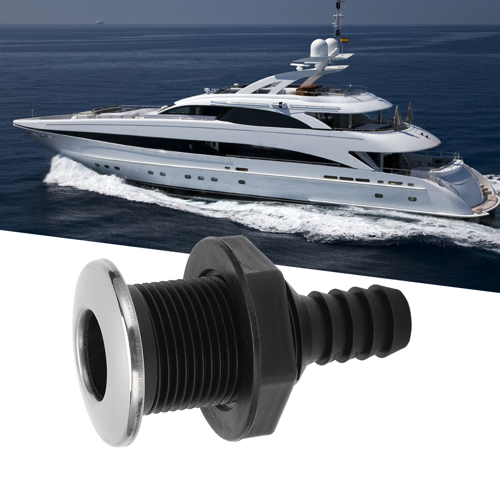 Marine-fittings, 3/4 Zoll Schwarzes Ablaufloch, Abdeckung Aus Edelstahl 316 (8751sab).