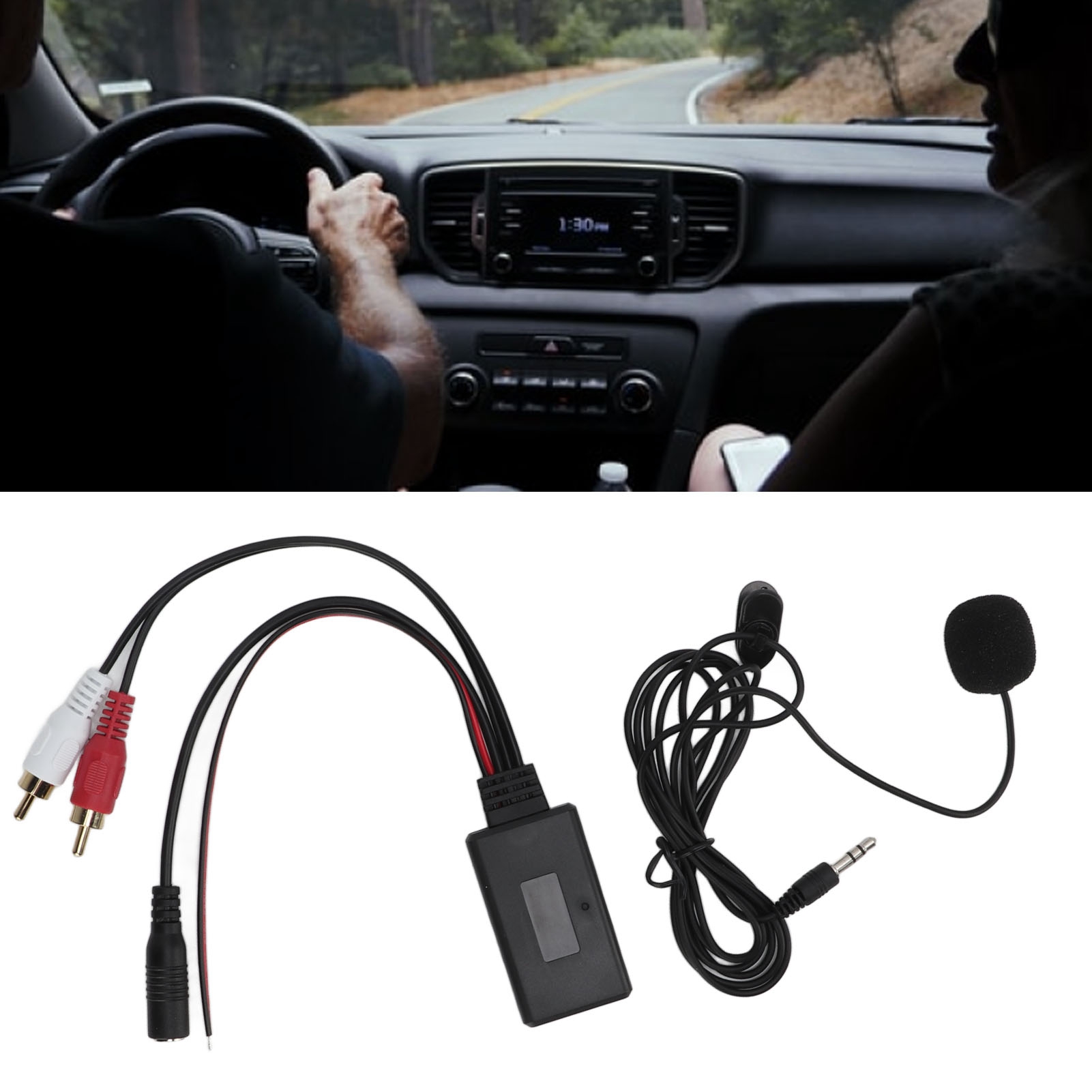 Bluetooth-rca-aux-kfz-adapter, Drahtloses Freisprechmikrofon Mit 2 Rca-anschlüssen Für Stereo Und 2 Rca-aux-audioeingängen.
