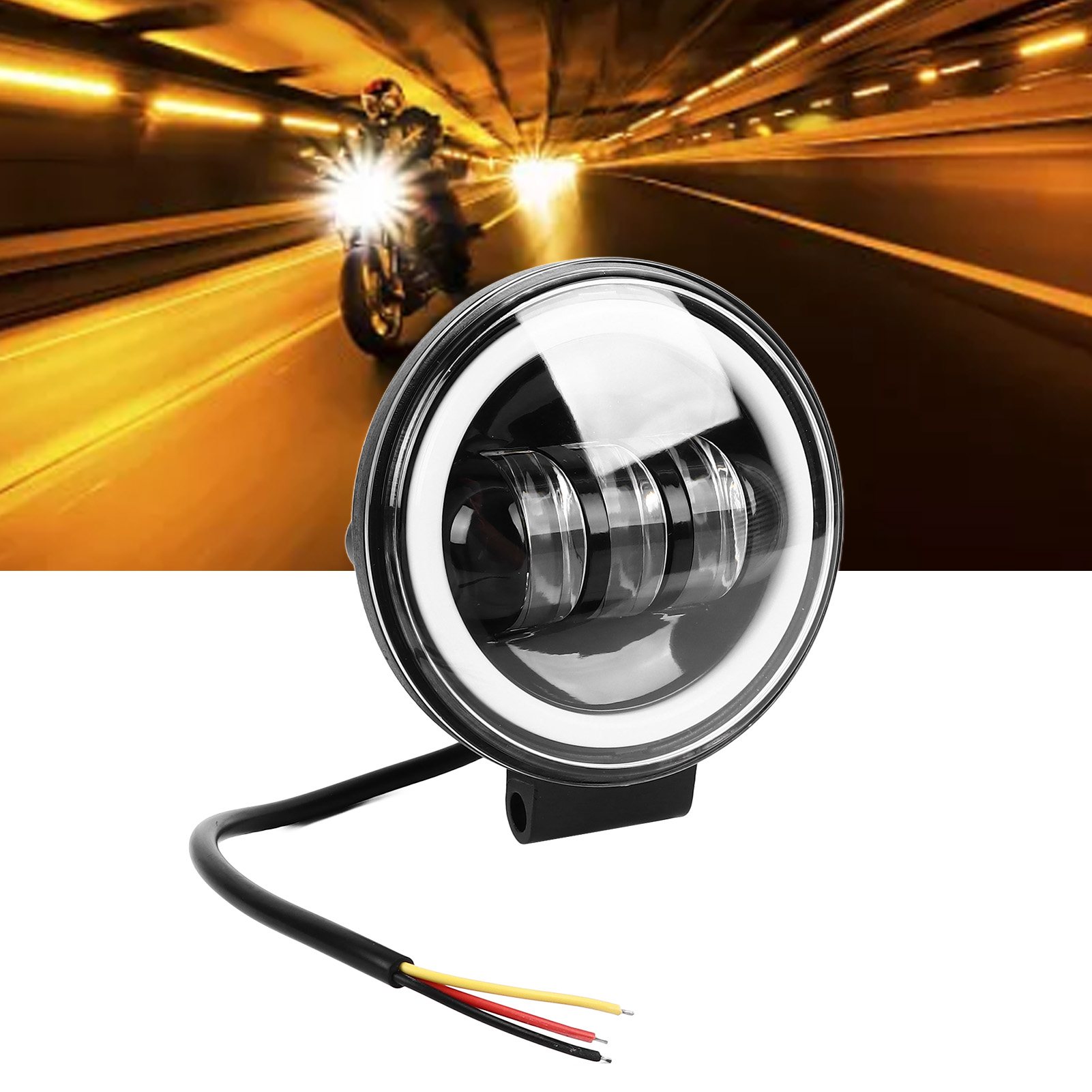 (exklusiv In Mexiko Erhältlich) 30w Schwarze Led-arbeitsleuchte Für Autos, Außenbeleuchtung Für Motorräder, Rundes Dreilampen-wrangler-modell Mit Gaspedalleuchte.