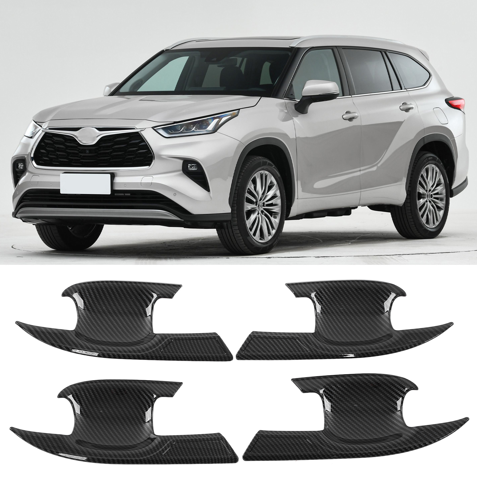 Autoinnenraum-türaufkleber, Toyota Highlander Ab 2022, Carbonfaser-textur (4er-set)