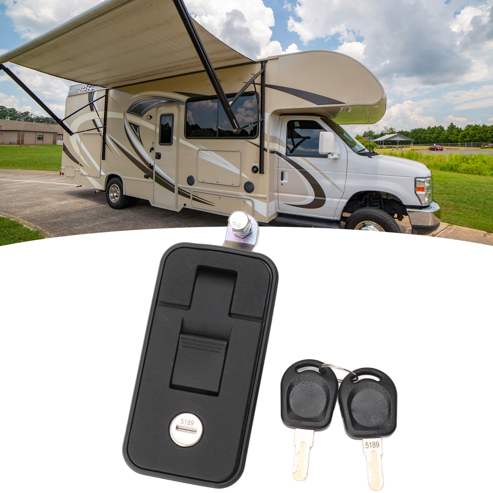 Rv-zubehör-kompressionsschloss Mit Schlüssel, Verstellbarem Hebel, Manuellem Kompressionsschloss, 95 X 45 Mm, Geeignet Für Wohnmobile, Anhänger, Campervans Und Wohnwagen (artikel-nr.: 2970 Schwarz Gro