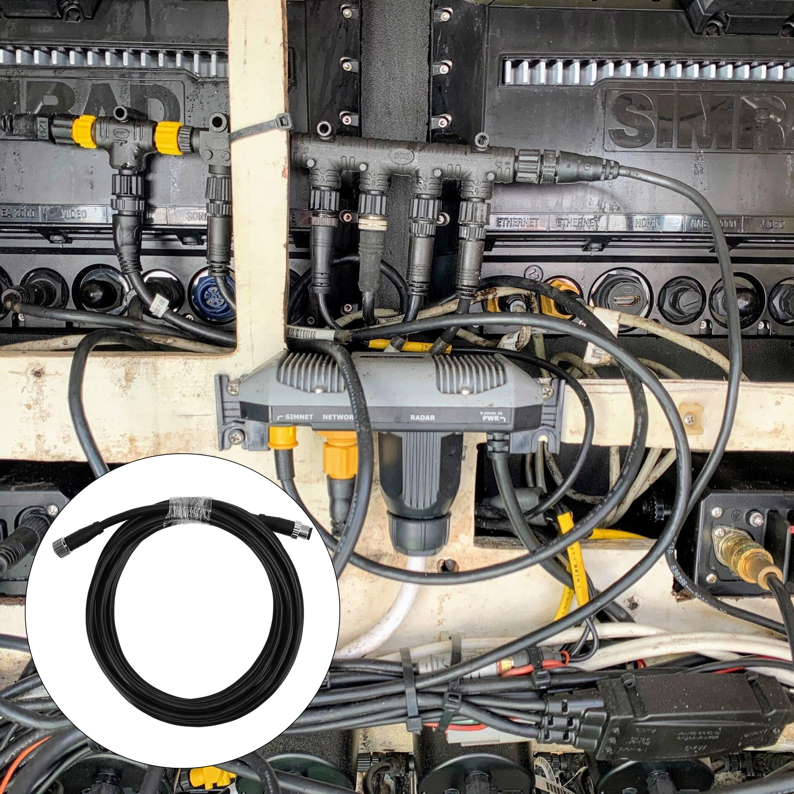 Bootszubehör: M12 5-adriges Kabel (stecker + Buchse), 3m Metallstecker