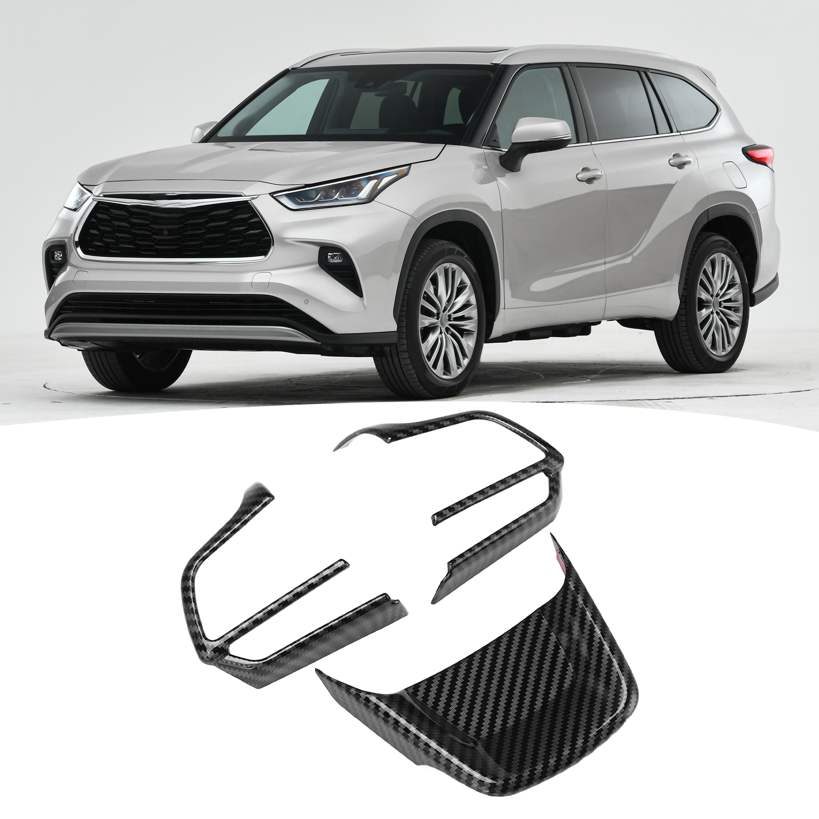 Interieur-lenkradverkleidung Für Toyota Highlander Ab 2022, Carbonfaser-textur (3-teiliges Set)