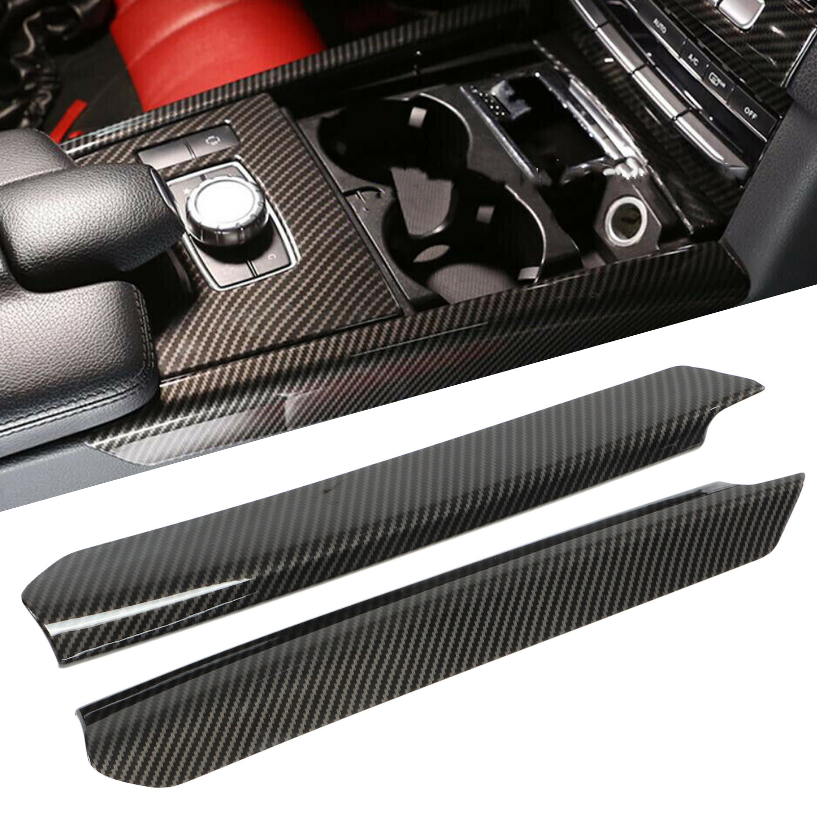Ein Paar Zierleisten Aus Kohlefaser An Der Seite Der Mittelkonsole Ist Für Die Mercedes-benz E-klasse W212 2010-2015 Geeignet.