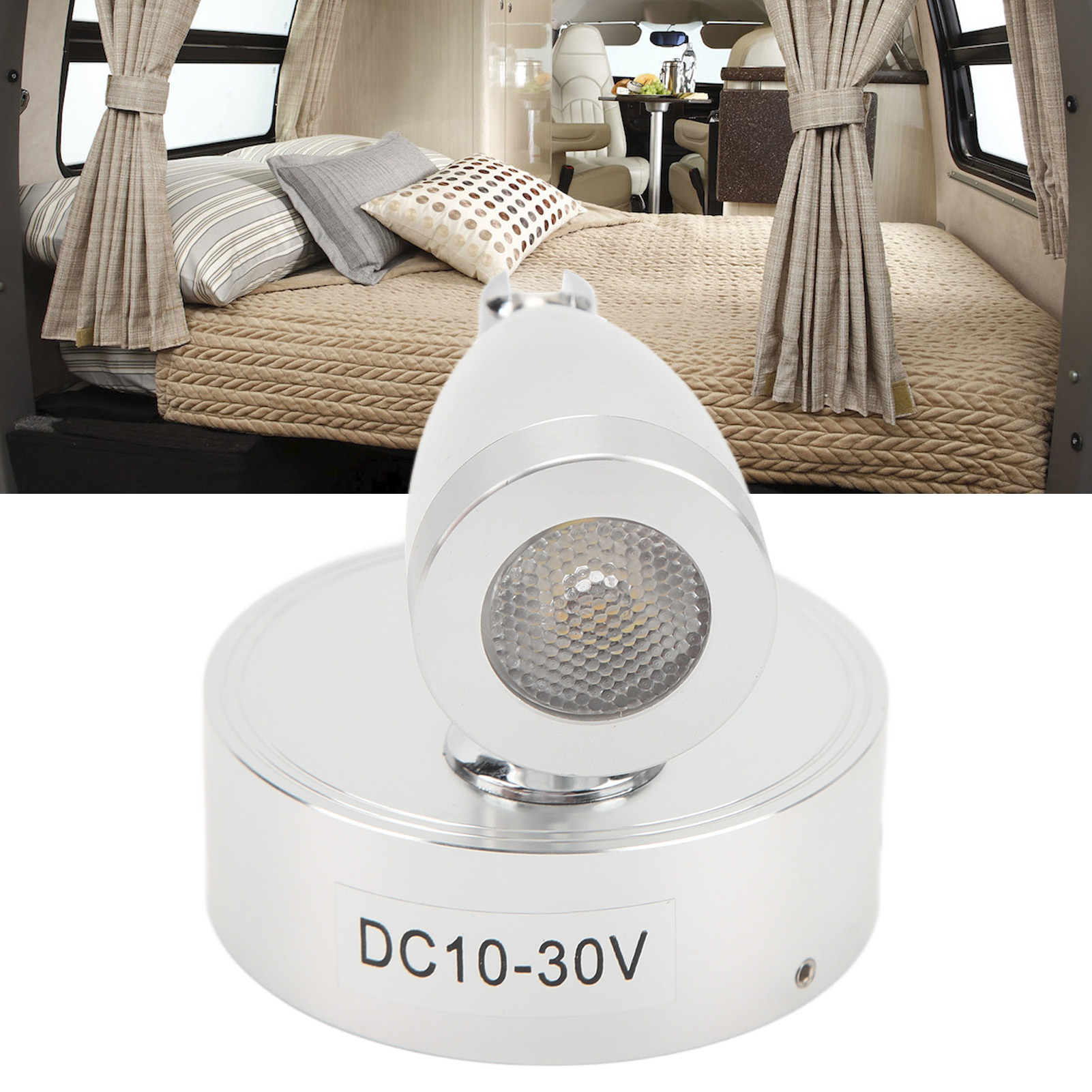 10–30 V Dc Leselampe Für Wohnmobile, Yachten Und Boote – Dimmbare, Dreifarbige Touch-led-beleuchtung (art.-nr.: Py-rv101) Silber