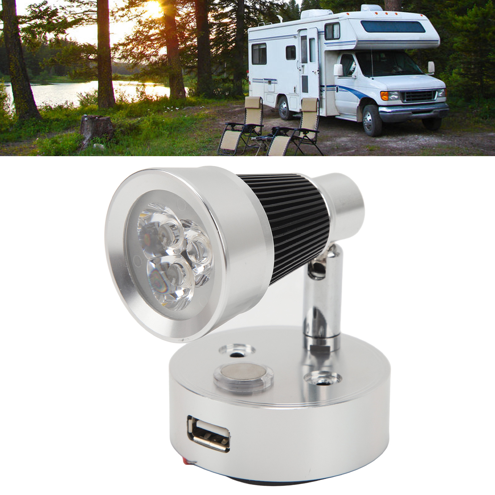 Silberne Dc12-24v Leselampe Für Wohnmobile/yachten/boote Mit Touch-steuerung, Usb-wiederaufladbare Led (referenz: Py-rv109b)
