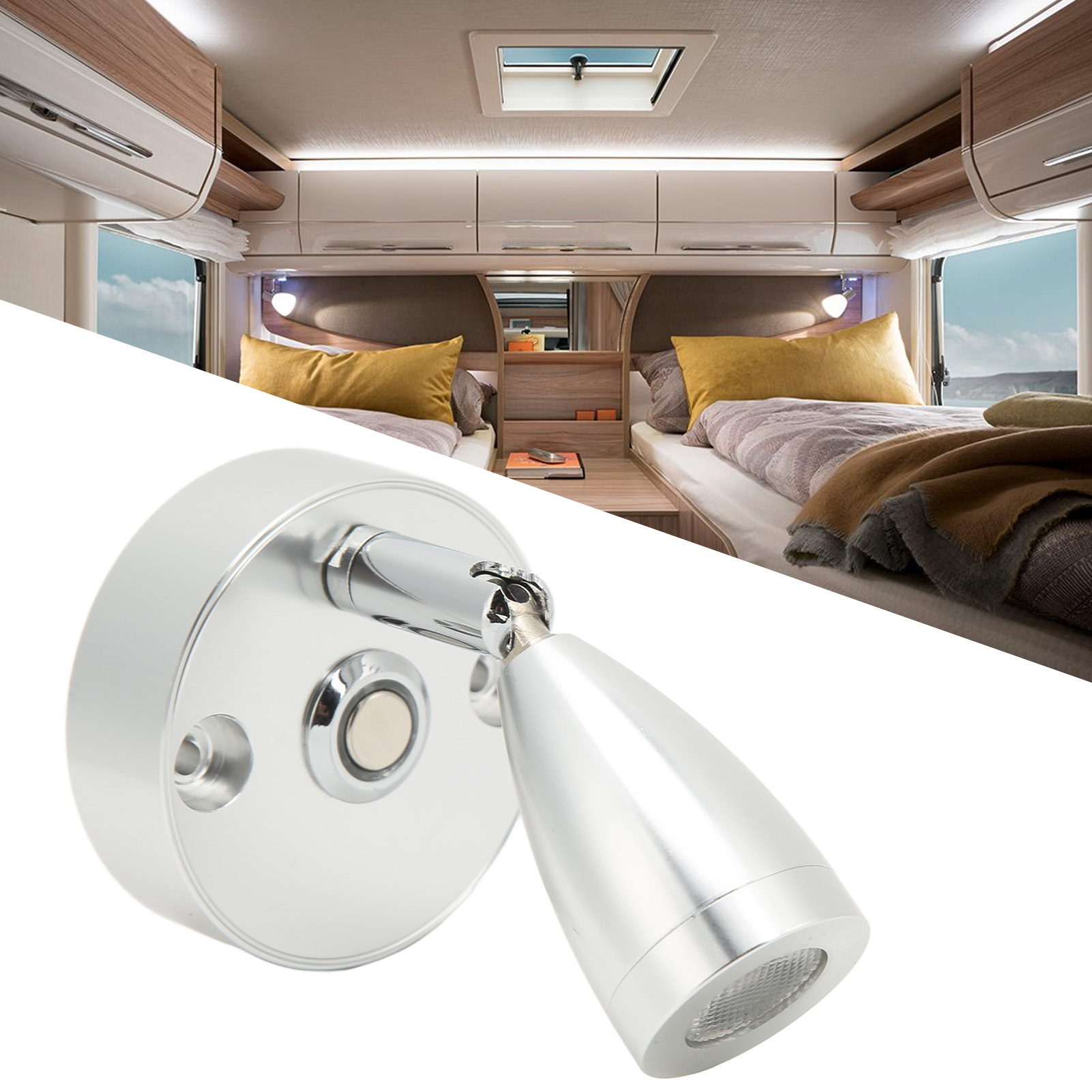 Alfu 12v-24v Led-projektor Für Wohnmobile, 3500k Dreifarben-leselampe, Bootsbeleuchtung (zubehörpaket (4-teilig)1 + Bedienungsanleitung1 + Zubehörpaket (6-teilig)1)