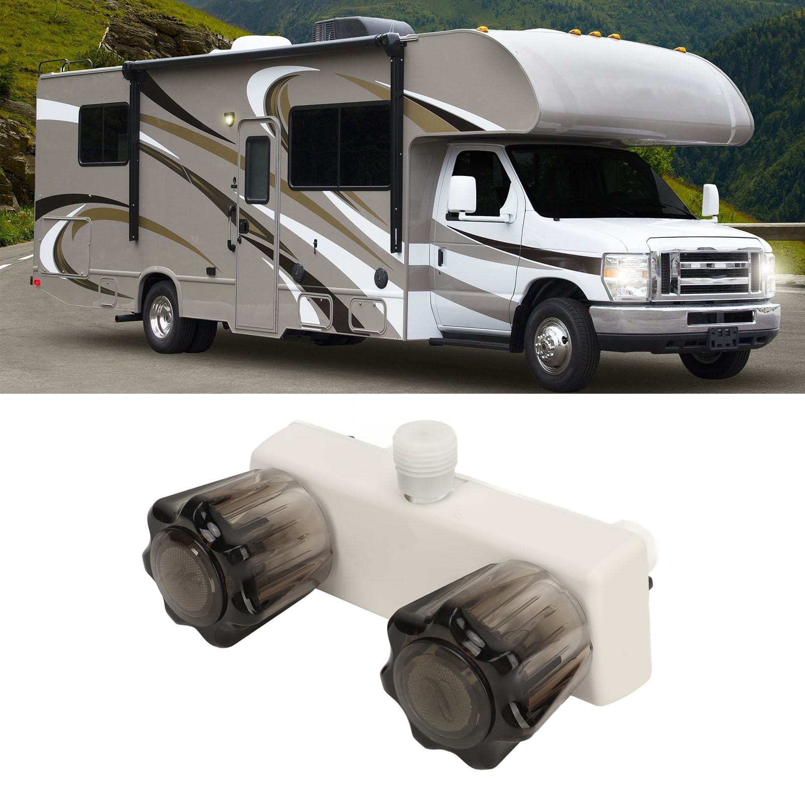 Duschumstellventil Mit Zwei Tasten Für Wohnmobile, Geeignet Für Campervans, Boote Und Freizeitfahrzeuge, Weißer Sockel (a7616-01)