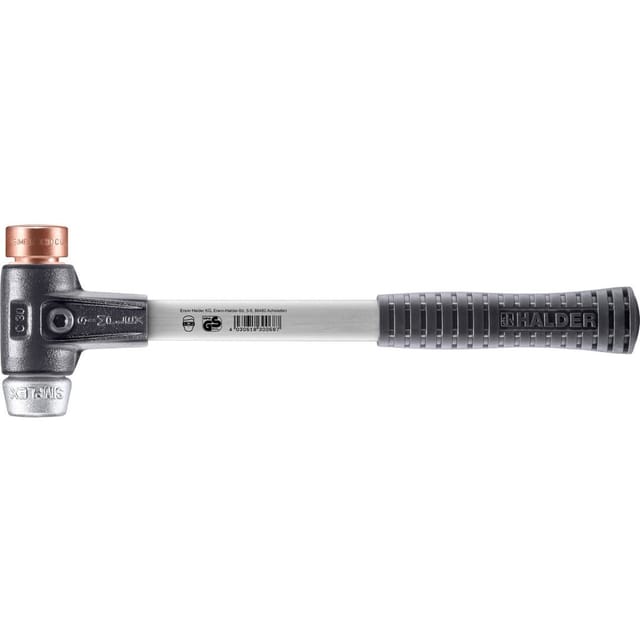 SIMPLEX-Schonhammer, Kupfer / Weichmetall mit verstärktem Tempergussgehäuse und Fiberglasstiel D=30 mm 3749.030