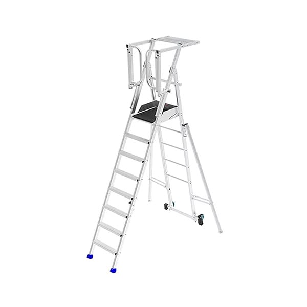 Matisère - Mobile Podestleiter klappbar 8 Stufen - Maximale Arbeitshöhe 4.00m - PIRL8SD-PS
