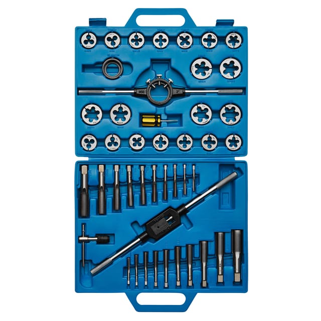 K.265-0045 Gewindeschneidsatz 1/4' - 1' Gewindeschneider Gewindebohrer Set Gewindeschneidwerkzeug Feingewinde Grobgewinde Zoll - Kraftplus