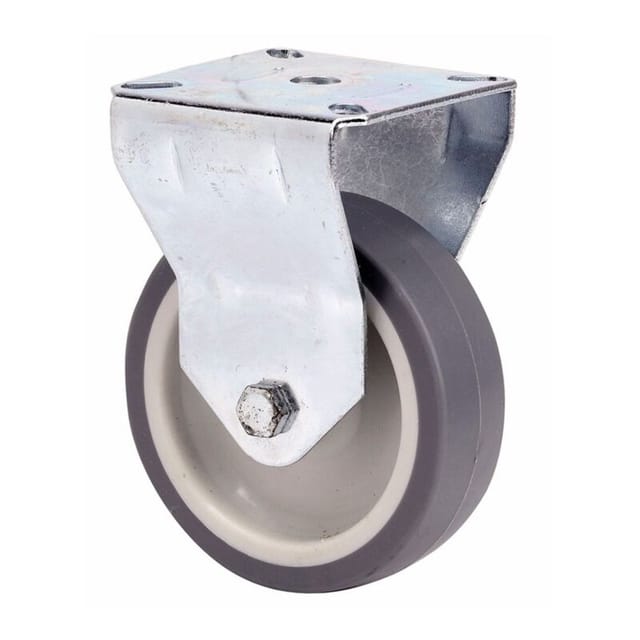 Bockrad aus Gummi mit Platte und glatter Achse, grau, max. Tragkraft 60 kg, ø 8 cm