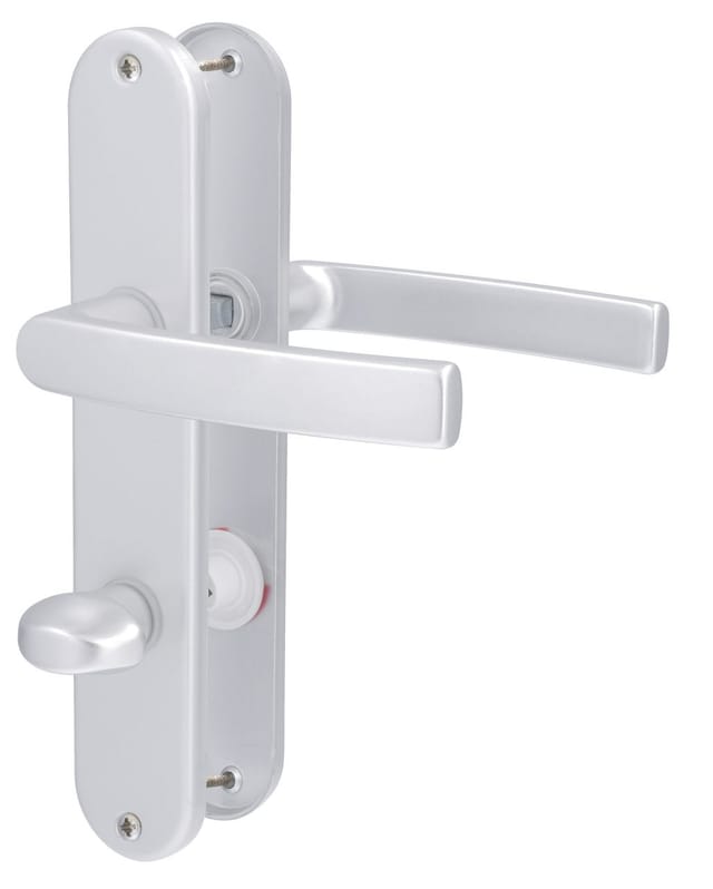 Alpertec - WC-Langschildgarnitur Vanda Aluminium F1 silber abgerundet Beschläge