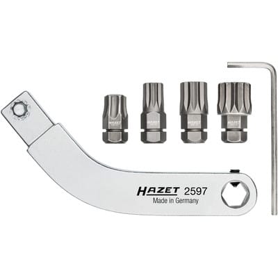 Türscharnier-Einsteckwerkzeug ∙ gebogener Bithalter ∙ Satz 2597-2/5 ∙ 9 x 12 mm Einsteck-Vierkant massiv ∙ 5/16 Zoll (8 mm) Sechskant hohl, Innen