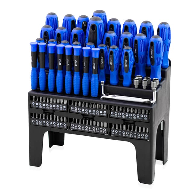 100 tlg Schraubendreher und Bit Set Kreuz Schlitz Torx Sechskant Vierkant Pozidriv ph T10-T30 H2-H6 uvm. mit magnetischen Spitzen - Bituxx