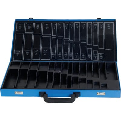 Metallmagazin leer blau 230-teilig, inkl. klm din 338 Format