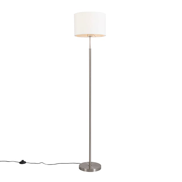 Moderne Stehlampe aus Stahl mit weißem Schirm - vt