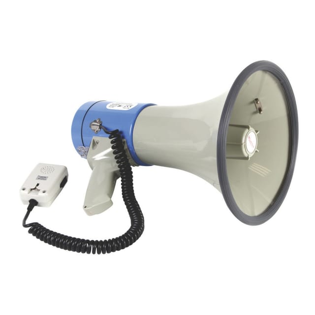Velleman Megafon, Tragegurt, Sirene, Sprechfunktion, Pfeifton, abnehmbares Mikrofon, 25 W, 500 m