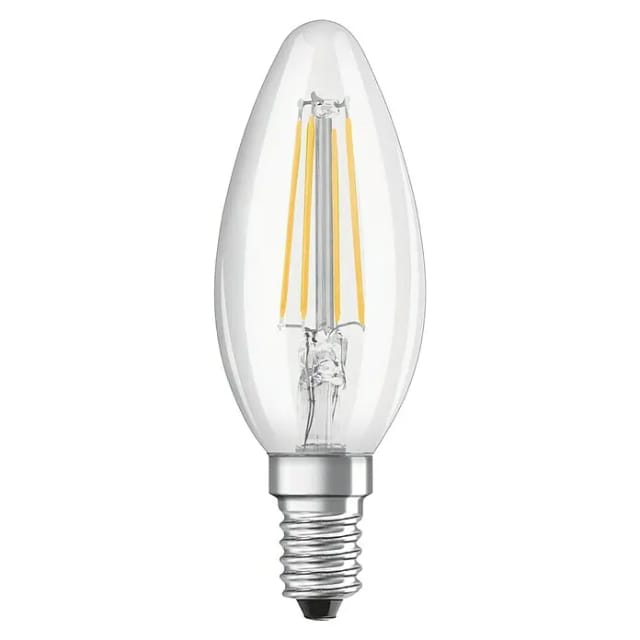Osram - LED-Lampen, klassische Minikerzenform, 40 Watts Ersatz, E14, B-shape, 2700 Kelvin, Warm weiß, Klares Glas, 2-er Pack