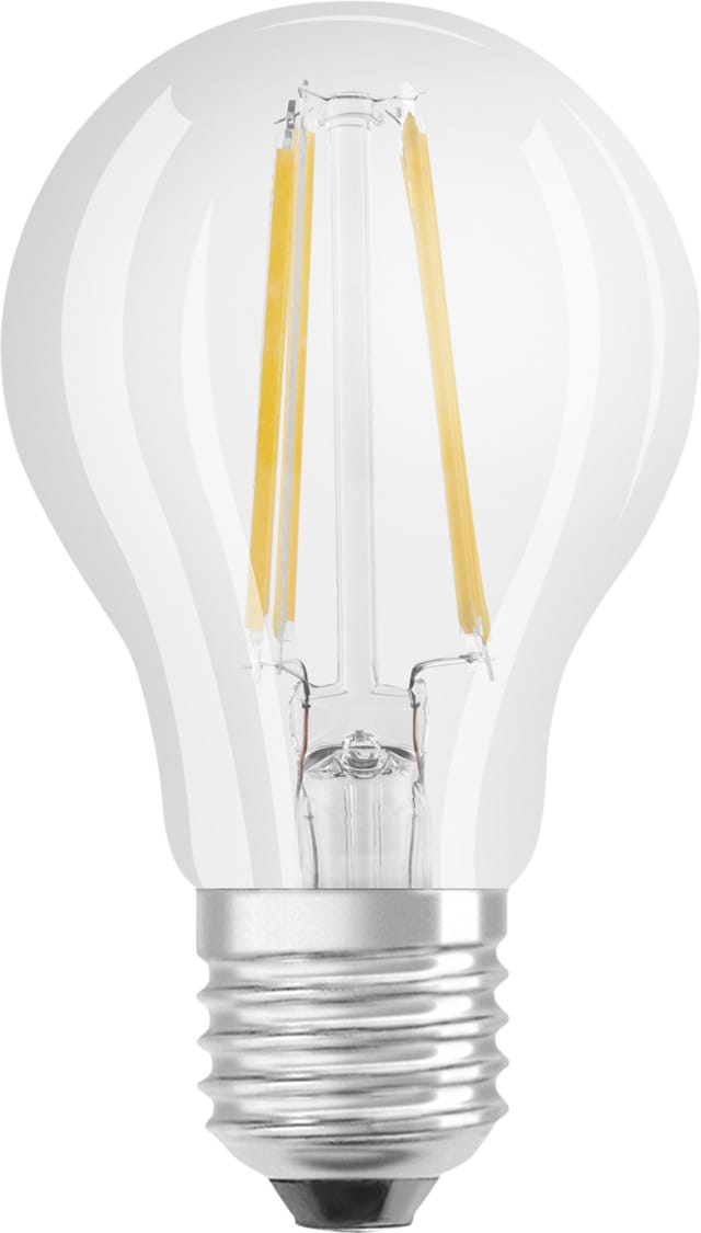 OSRAM LED-Lampen, klassische Kolbenform, 60 Watts Ersatz, E27, A-shape, 2700 Kelvin, Warm weiß, Klares Glas, 2-er Pack