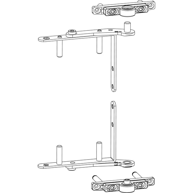 Maco - Drehlager 3-flg. rechts, Holz, oben+unten, 80 kg, silber (10721)
