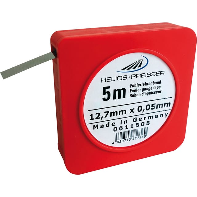 Helios Preisser - Fühlerlehrenband, Einzelkassette (Kohlenstoffstahl, gehärtet, Breite 12,7 mm,Länge 5 m, Nennmaß 1,0 mm)