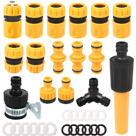 19-mm-schnellkupplungs-gartenschlauchverbinder, 16 Stück, 1/2"- Und 3/4"-schlauchanschlüsse Für Gartenbewässerung Und Autowäsche