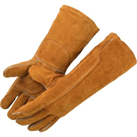 Schweißerhandschuhe, Gartenhandschuhe Für Damen Und Herren, Hitze- Und Feuerbeständiges Leder, Strapazierfähige Arbeitshandschuhe Aus Rindsleder, Für Kamin, Grill, Schweißen, Backofen, Herd