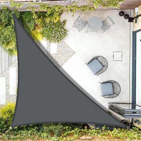 Wasserdichtes, Dreieckiges Sonnensegel 4x4x5,65 M Mit Uv-schutz Für Garten Und Terrasse – Anthrazitgrau