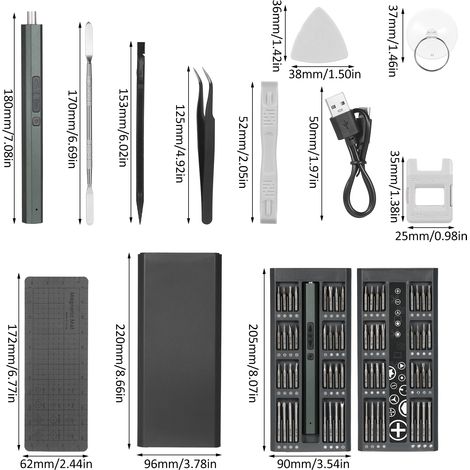 82-in-1 Lithium-elektroschraubendreher, Präzisionsset Mit 64 Magnetischen Bits, Reparaturwerkzeug Für Handy, Laptop, Kamera, Uhr, Computer, Weiß.