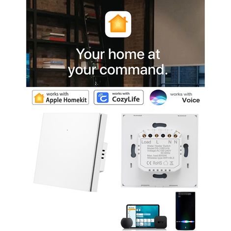 Homekit – Warmwasserbereiter-schalter, Boiler, Wlan-modus, Beleuchtetes Zeitschaltuhrfeld, Hohe Leistung, Kompatibel Mit Alexa Und Home Für Sprachsteuerung.