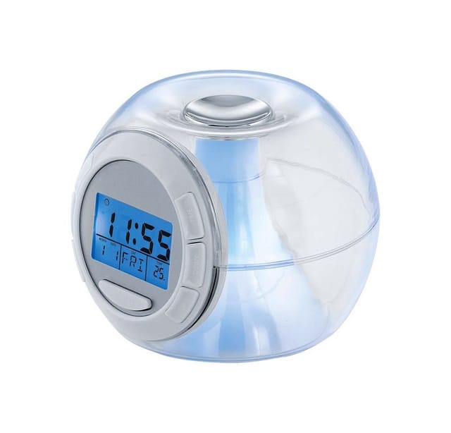 Eleganter led Wecker Nacht Tisch rgb Uhr Farbwechsel Natur Töne Eglo 75209