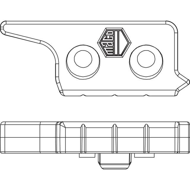 Maco - mm Hebeteil 12L, Eurofalz 20mm, 9V, mit Positionszapfen 8x4, rechts, silber