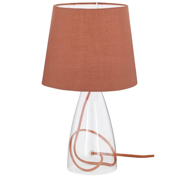 Wofi - Tisch Lampe Glas klar Stoff Schirm braun Beleuchtung Schalter action 800801510000