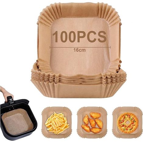 Linghhang – Packung Mit 100 Blatt 16 Cm Großem Backpapier – Antihaft- Und Ölbeständig – Für 3–4,5-liter-heißluftfritteusen – Umweltfreundlich Und Biologisch Abbaubar