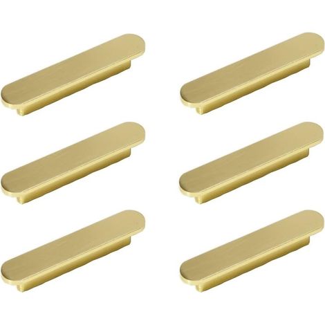 Linghhang – Set Mit 6 Möbelgriffen Aus Gebürstetem Messing In Goldoptik – 128 Mm Lochabstand – Moderne Griffe Für Schränke Und Schubladen – Inkl. Schrauben – 128 Mm Griff