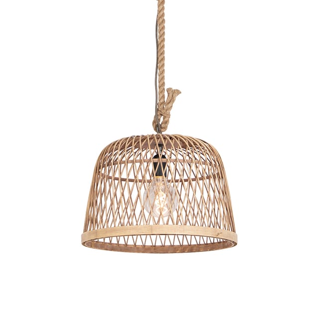 Pendelleuchte im Landhausstil Seil mit Rattan - Calamus