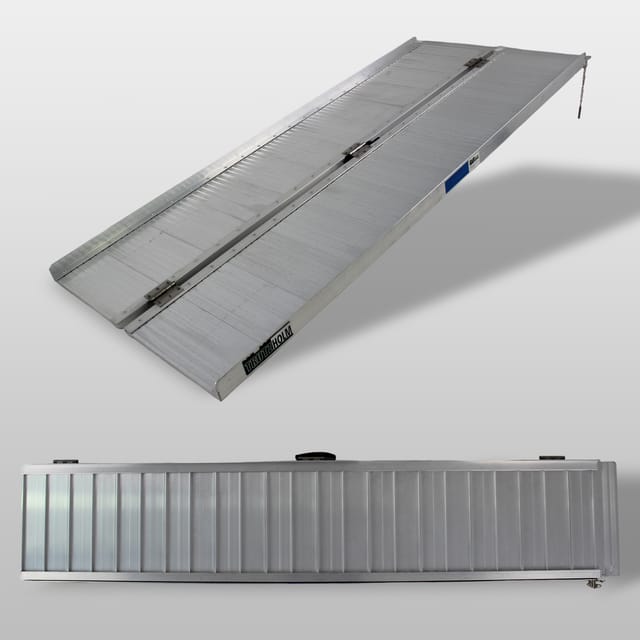 TRUTZHOLM Rollstuhlrampe klappbar 184 cm Traglast 272 kg Alu grau geriffelt Auffahrrampe
