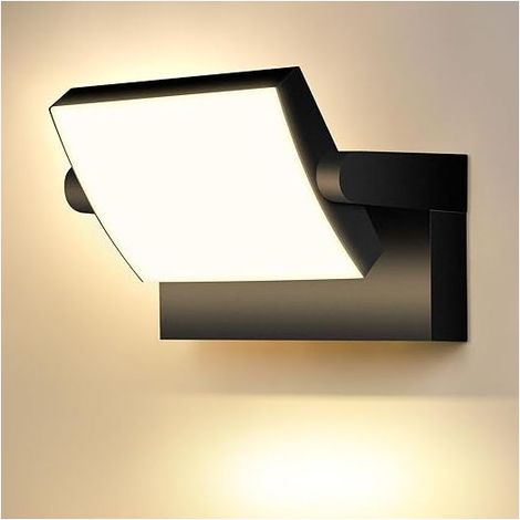 Linghhang – Ip65 Wasserdichte Led-außenwandleuchte – 350° Drehbares Panel – 3000k Warmweißes Licht – 12w Leistung Für Sicherheit Und Ästhetik