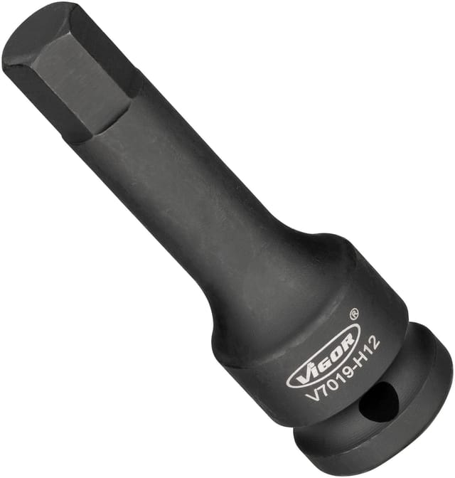VIGOR Schlagschrauber Schraubendrehereinsatz, 1/2 (12,5 mm) Vierkant hohl, Innen Sechskant Profil, SW 12 mm