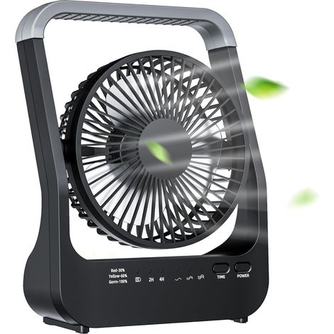 Atengeus 6" Usb-tischventilator Mit 10000 Mah Akku, Kleiner Tischventilator Mit 3 Einstellbaren Geschwindigkeiten Und 180° Drehbarem Kopf Für Homeoffice, Schlafzimmertisch Und Outdoor-arbeit