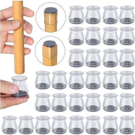 Linghhang – 32er-pack Silikon-stuhlbeinschoner – Kleine Größe (23–32 Mm) – Transparente Gleiter Für Hartböden – Geräuschloses Gleiten