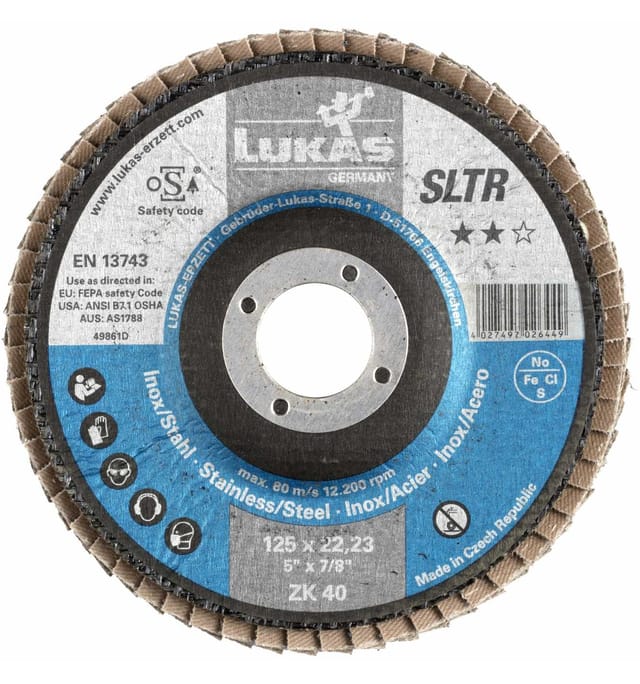 Lukas - Schleiflamellenteller sltr Zirkonkorund ø 125 mm Korn 40 Inhalt: 10 Stück