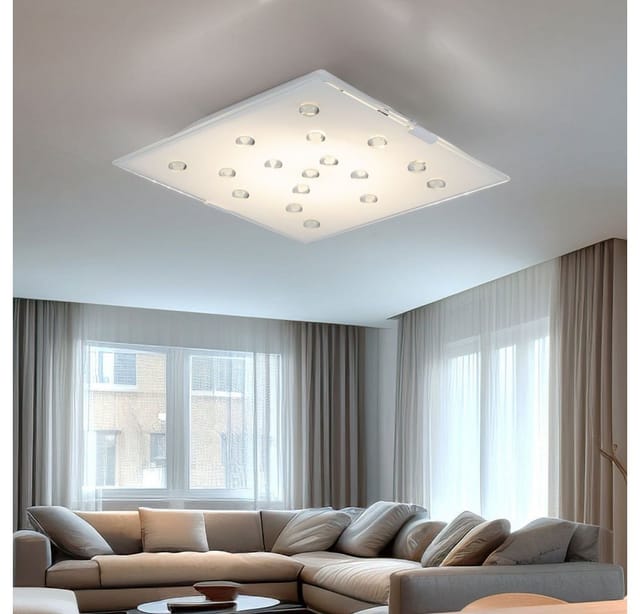 Led Deckenlampe weiß Küchenleuchte Flurlampe Glas satiniert, Glassteine klar, 12W 1020lm warmweiß, LxH 29 x 7,5 cm Eglo 93417