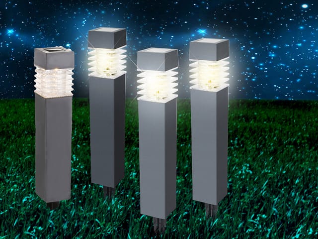 Led Solarbeleuchtung - Erdspießleuchten im 4er set aus Kunststoff