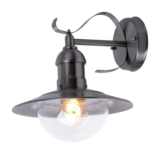 Außenlampe Edelstahl Wand Außen E27 Terrassenlampe Außen Wandleuchte silber, Kunststoff, 1x E27 Fassung, B x H x T 24 x 25,6 x 27,2 cm