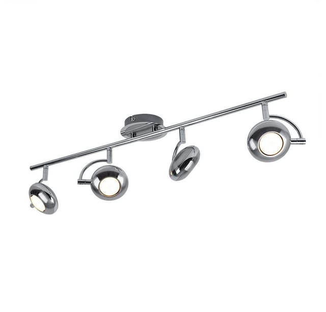 Esto - Deckenstrahler Spotleiste Chrom led Deckenleuchte Wohnzimmer mit verstellbaren Spots, 4x GU10 5W, 4x 350lm 3000K, LxH 70x11 cm